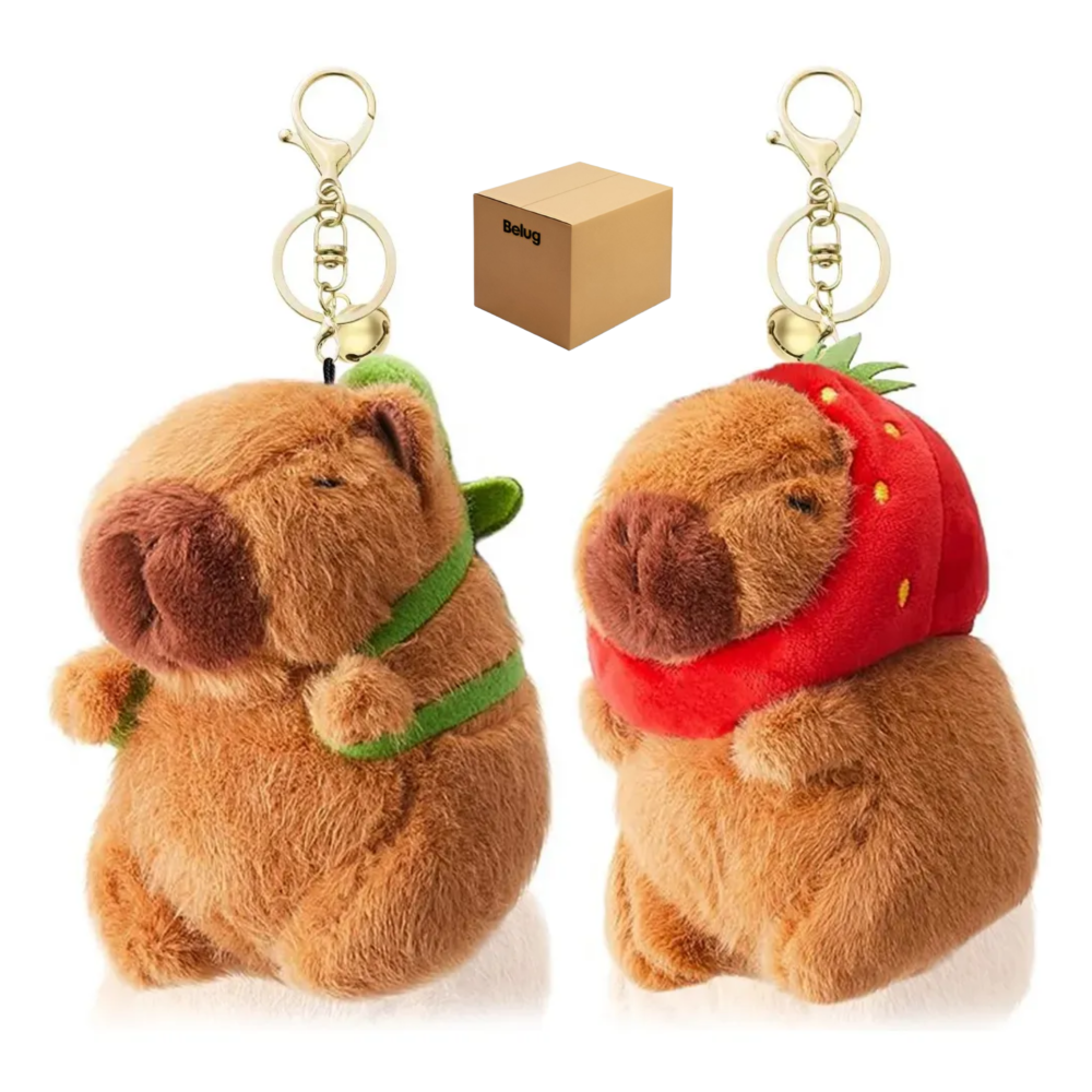 Llavero Capibara Peluche Belug  Café Rojo Y Verde