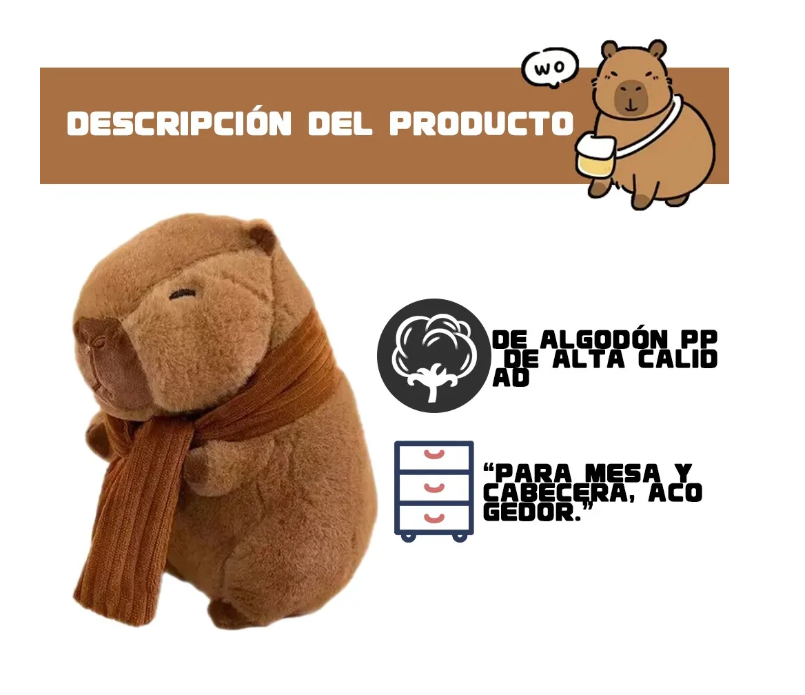Foto 3 | Peluche Capibara Bufanda Cafe