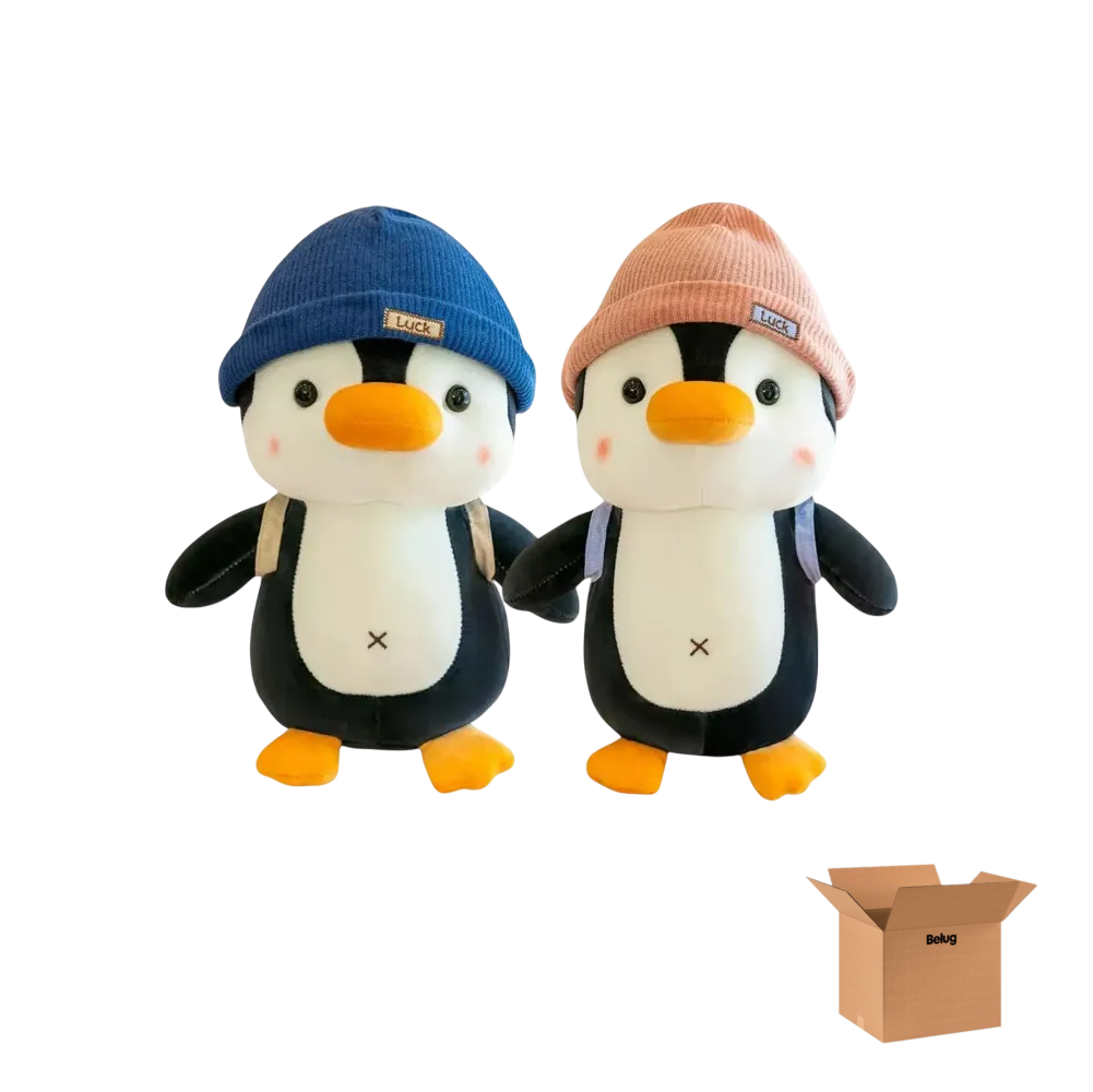 Foto 2 pulgar | 2pingüinos Negro Blanco Peluche Belug  Gorro Rosa/azul