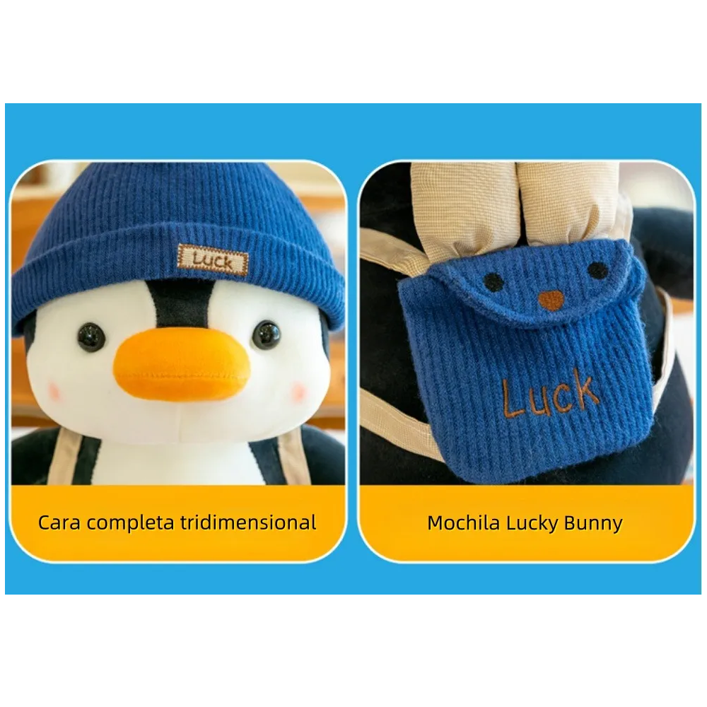 Foto 4 pulgar | 2pingüinos Negro Blanco Peluche Belug  Gorro Rosa/azul