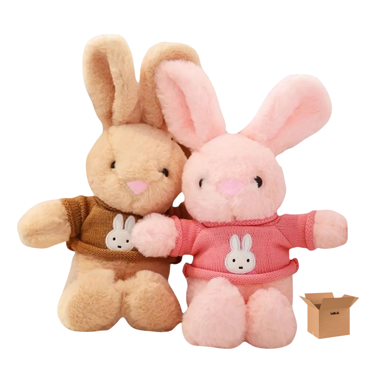 2pc Peluche Lab.g Cariñoso Conejo Rosa Caqui