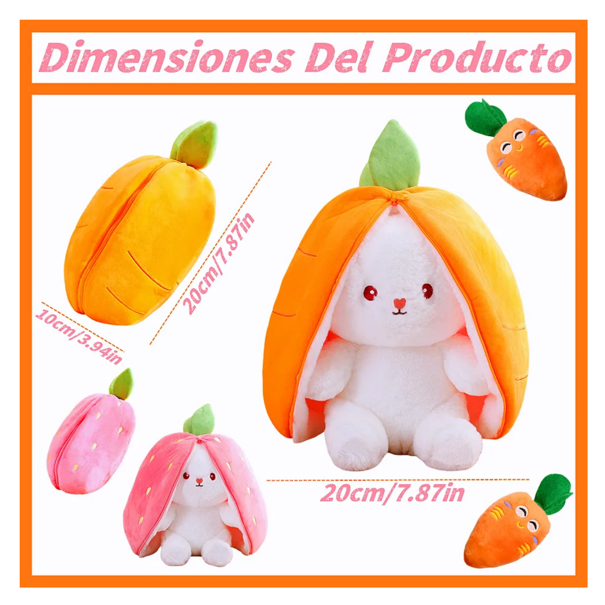 Foto 3 pulgar | Conejo De Peluche De Zanahoria/ Fresa 4pcs Belug  Colores