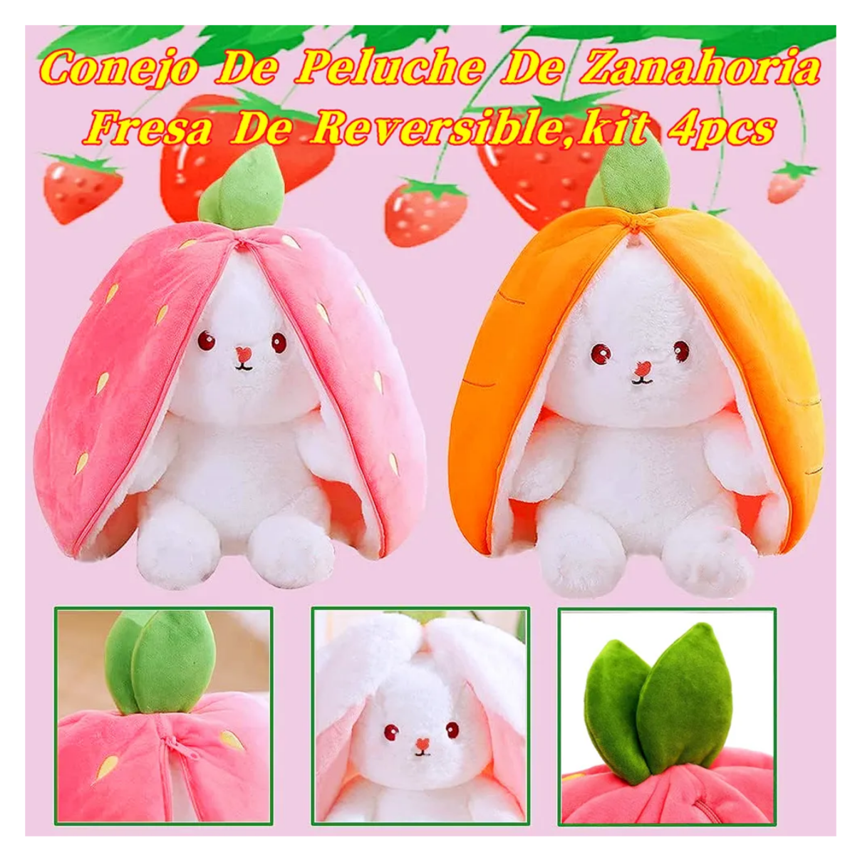 Foto 5 pulgar | Conejo De Peluche De Zanahoria/ Fresa 4pcs Belug  Colores