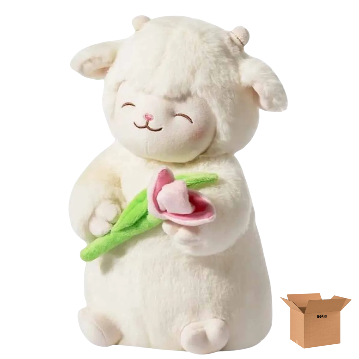 Foto 2 pulgar | Peluche Belug  Corderito Con Tulipán 25 Cm Blanco