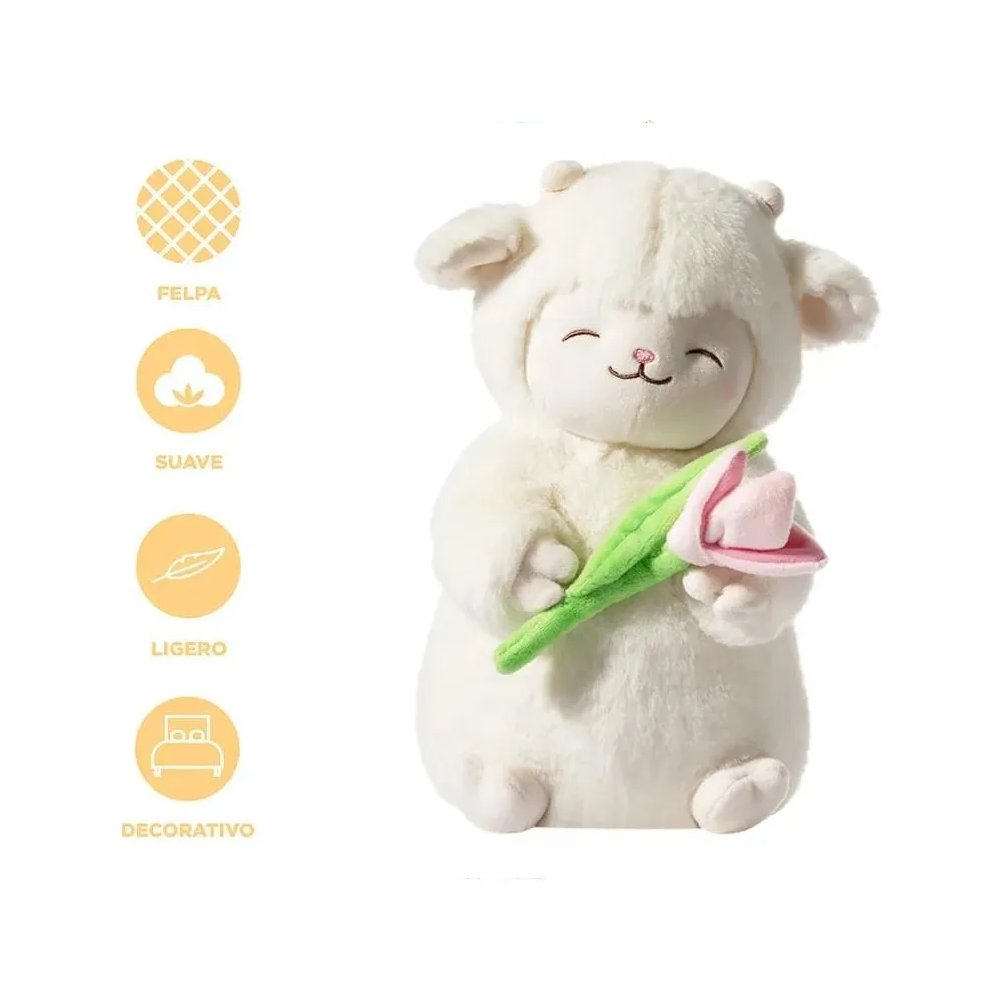 Foto 3 pulgar | Peluche Belug  Corderito Con Tulipán 25 Cm Blanco