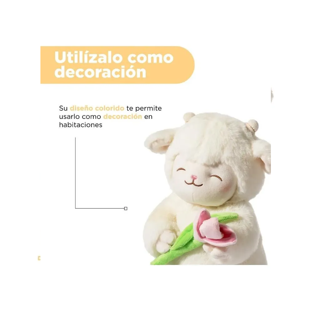 Foto 4 pulgar | Peluche Belug  Corderito Con Tulipán 25 Cm Blanco