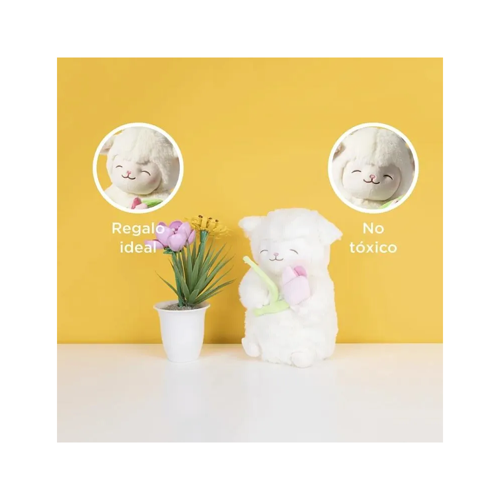 Foto 5 pulgar | Peluche Belug  Corderito Con Tulipán 25 Cm Blanco