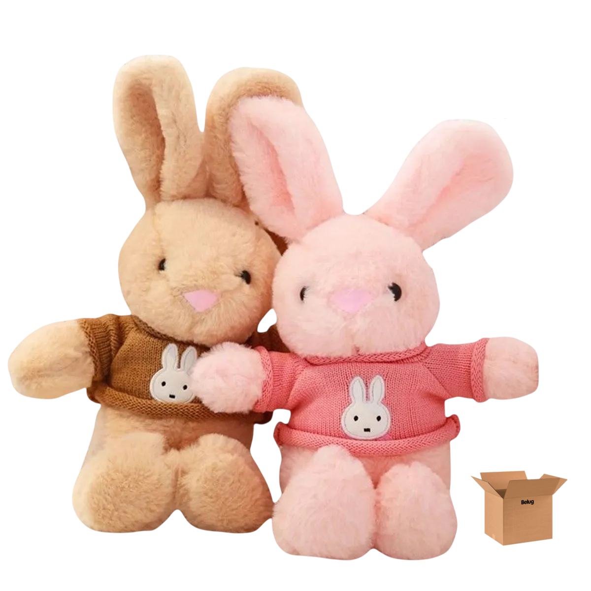 Foto 2 pulgar | 2pc Peluche  Belug Cariñoso Conejo Rosa Caqui