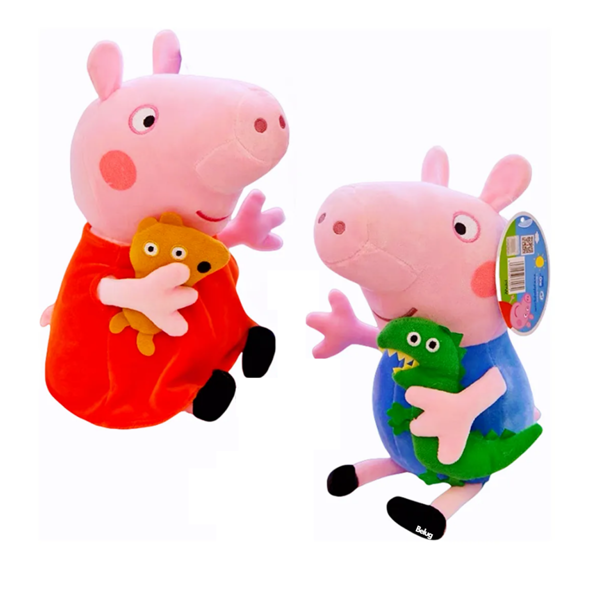 Foto 1 | 2 Peluches Peppa Pig Y George Dinosauro 30cm+2 Llavero 4pz Belug  Colores