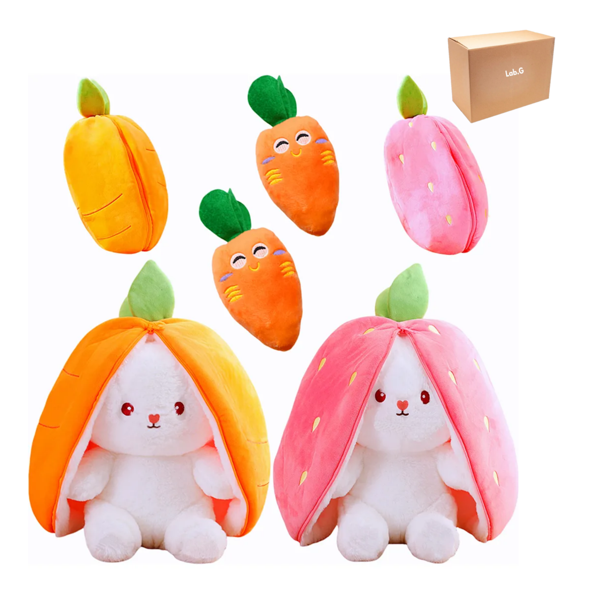 Conejo de Peluche con Zanahoria Lab.G 4 Piezas