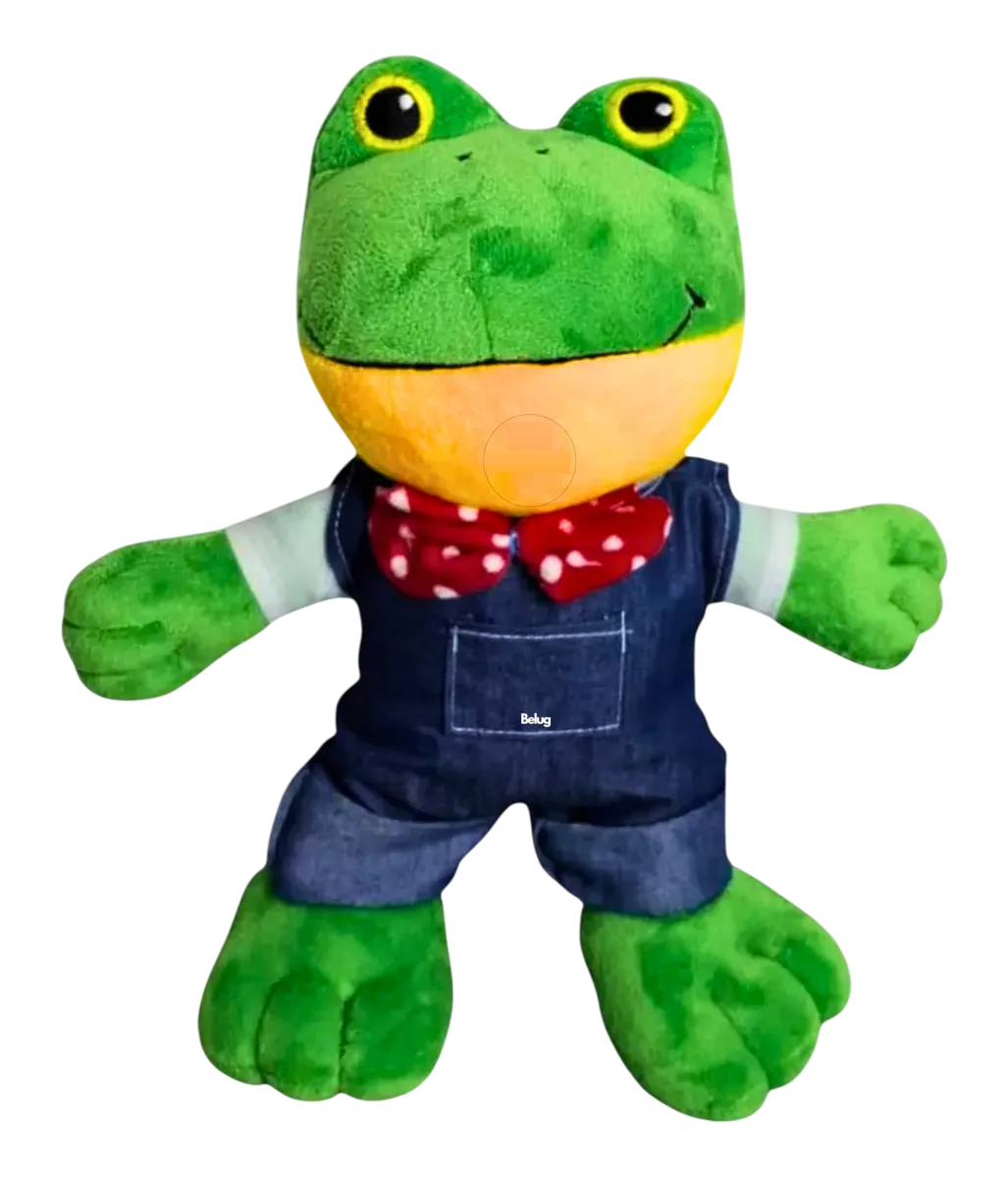 Foto 2 pulgar | Peluche Belug  Rana Rene 30cm Verde Overol Azul