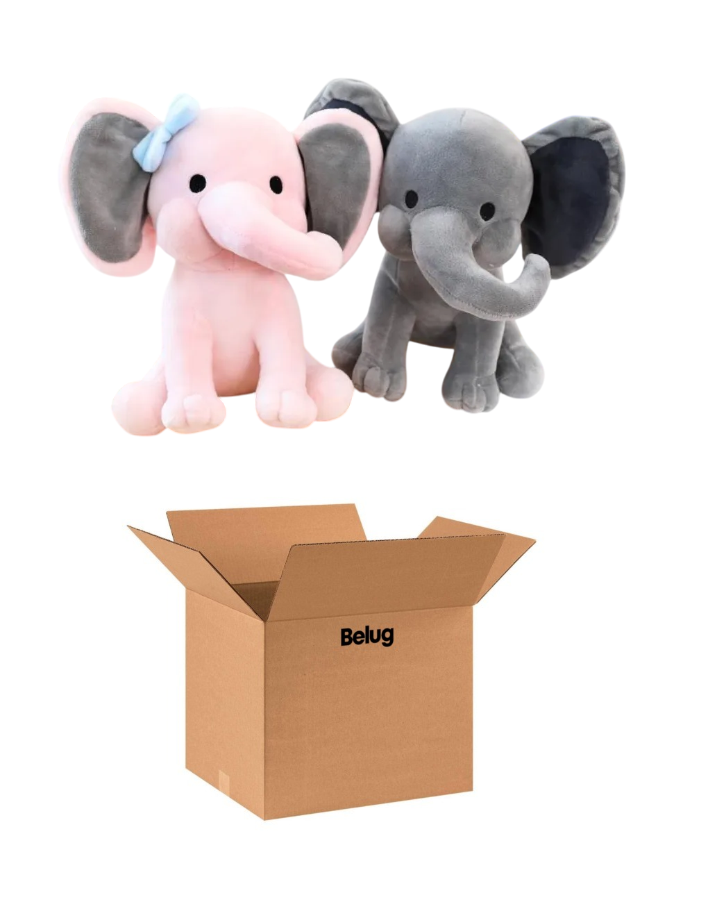 Foto 2 pulgar | Elefante De Peluche 25 Cm 2 Pzs  Gris Rosa