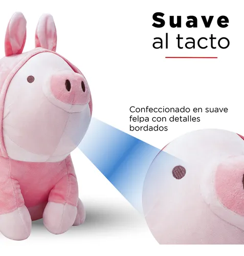 Foto 3 pulgar | Peluche Xtellar De Cerdito Sentado Con Capucha De Conejo Rosa