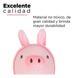 Foto 3 | Peluche Xtellar De Cerdito Sentado Con Capucha De Conejo Rosa