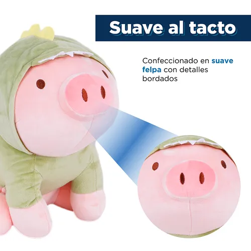 Foto 5 pulgar | Cerdito con Capucha Verde de Dinosaurio de Peluche Xtellar