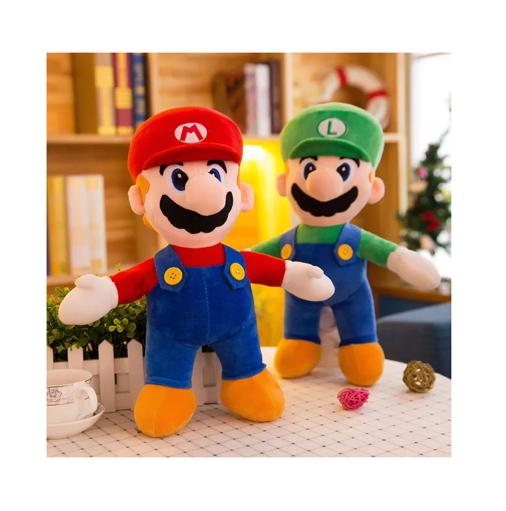 Foto 3 pulgar | Peluches Super Mario Bros Luigi  Mario + Con Llavero 2 Pzs