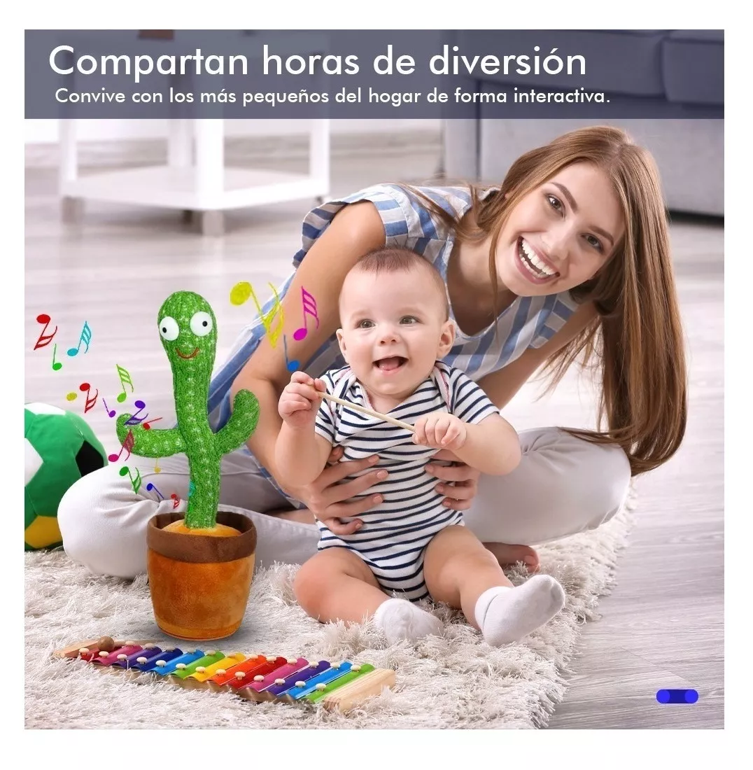 Foto 3 pulgar | Cactus Bailarín Peluche Felpa Juguete Para Niños Recargable Verde