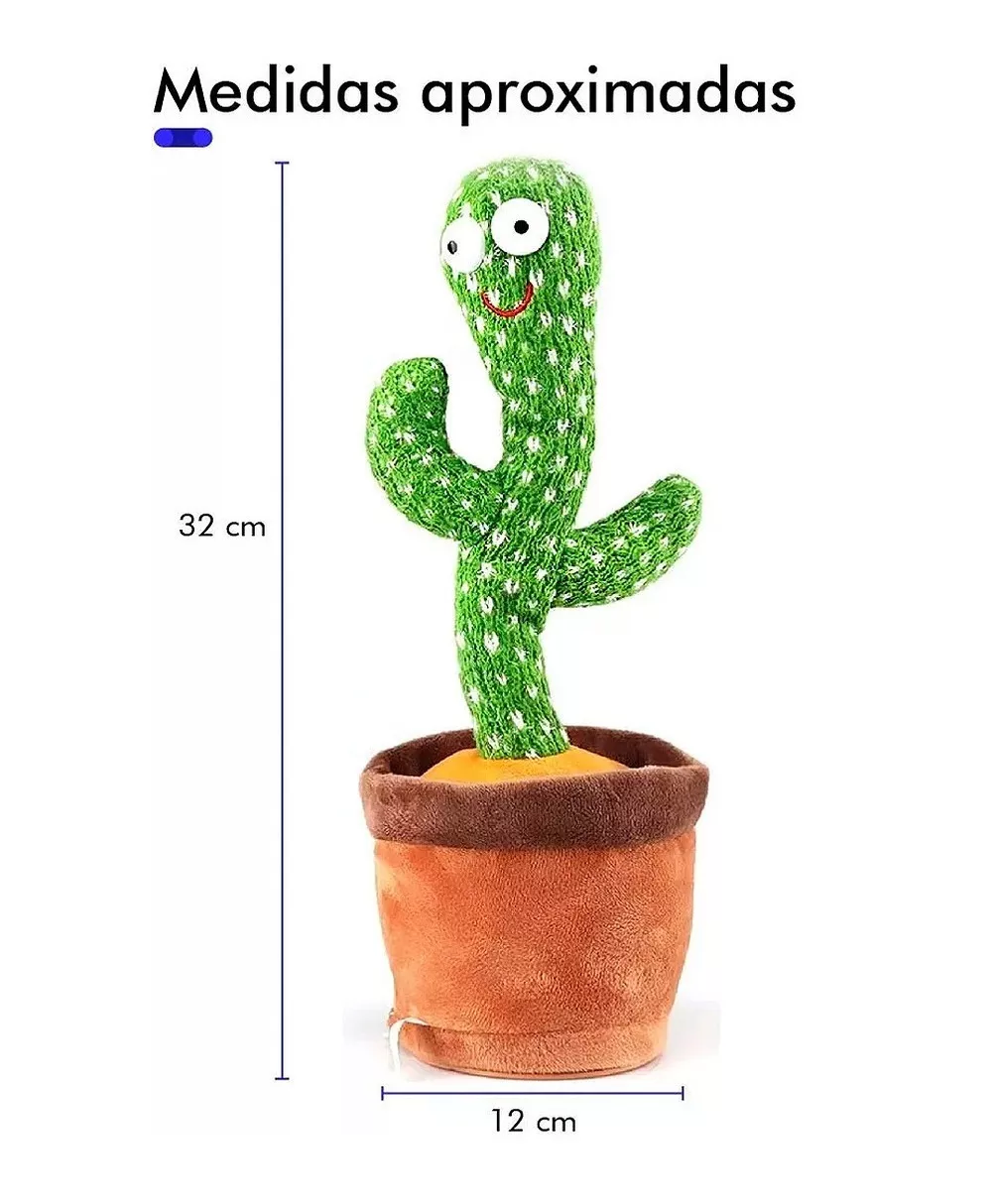 Foto 6 pulgar | Cactus Bailarín Peluche Felpa Juguete Para Niños Recargable Verde