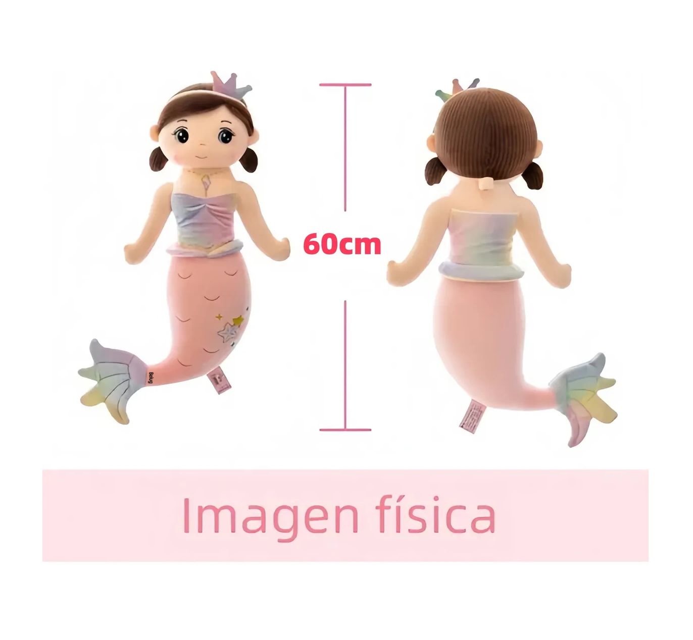 Foto 5 pulgar | Sirena Peluche 60 Cm Rosa/morado