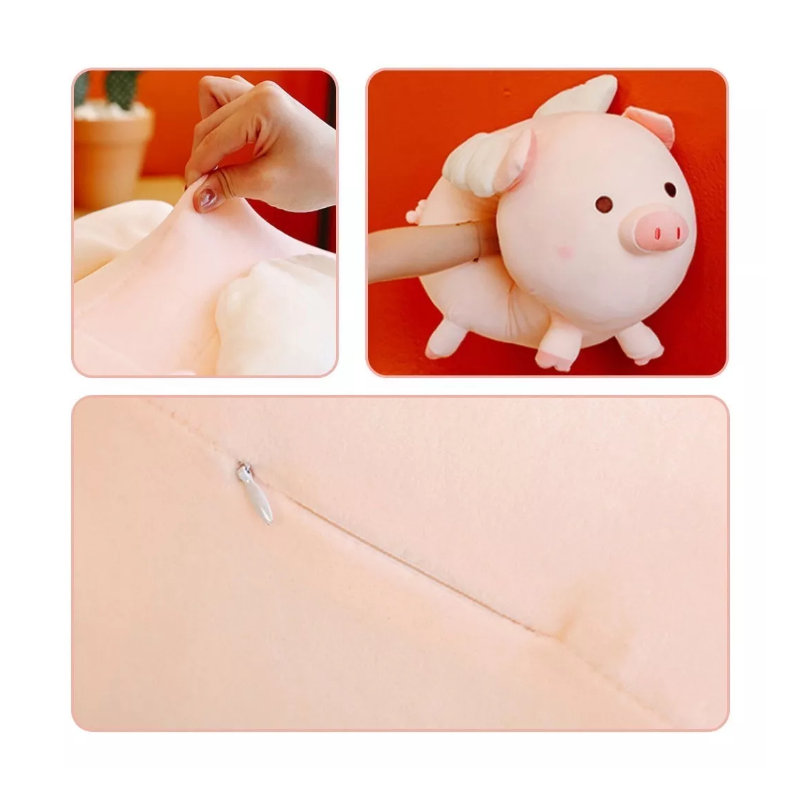 Foto 5 pulgar | Muñeco de Peluche Belug Cerdo Ángel color Rosa