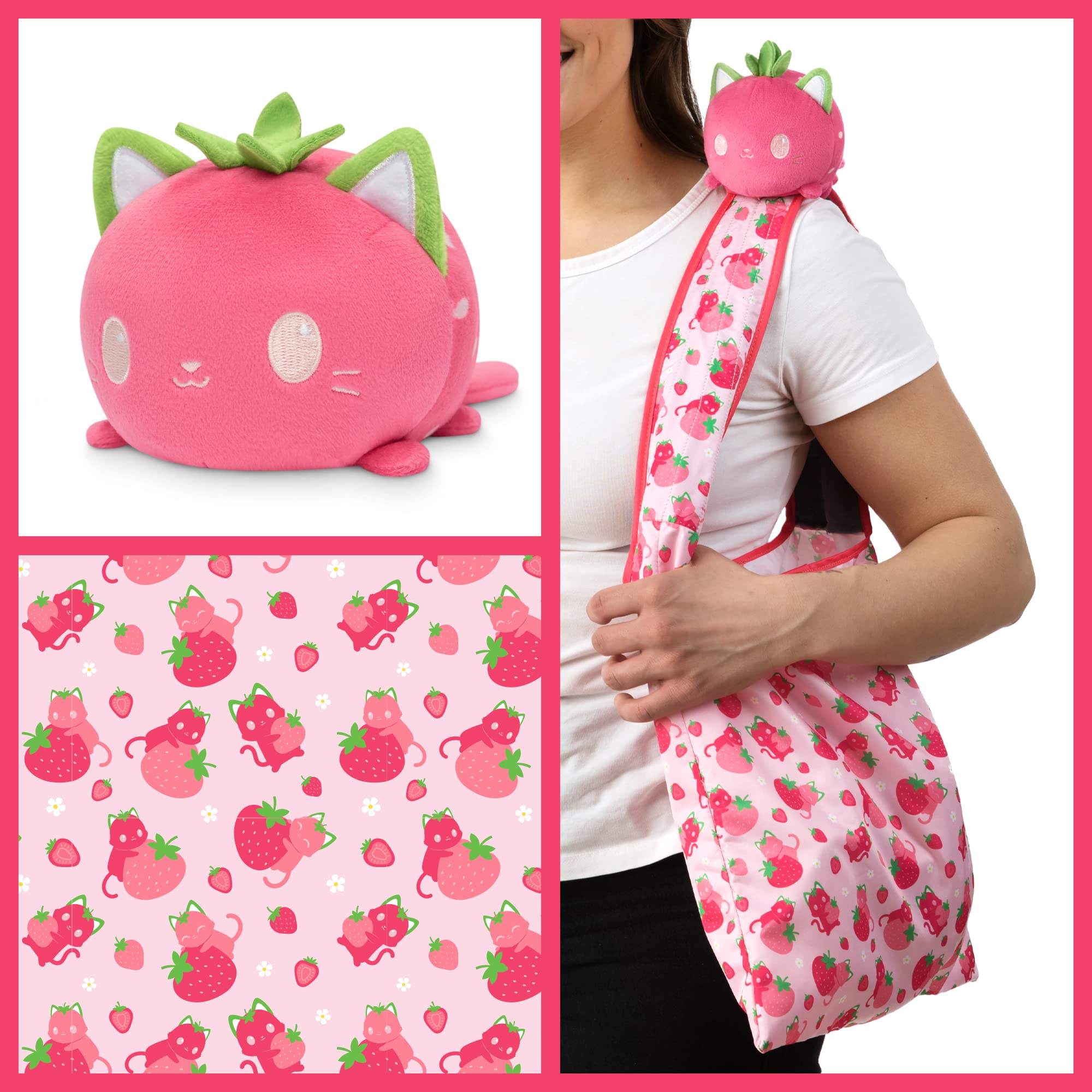 Foto 3 pulgar | Bolsa De Peluche Teeturtle Strawberry Cats Con Pulpo Reversible - Venta Internacional.