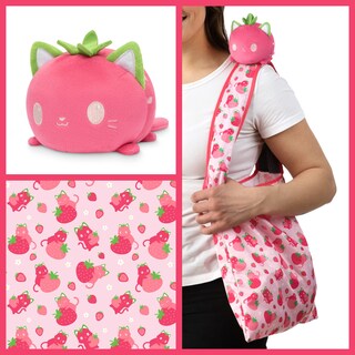 Foto 2 | Bolsa De Peluche Teeturtle Strawberry Cats Con Pulpo Reversible - Venta Internacional.