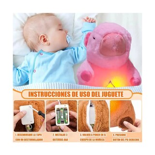 Foto 2 | Peluche Capibara Belug Ansiedad Dormir Música Rosa