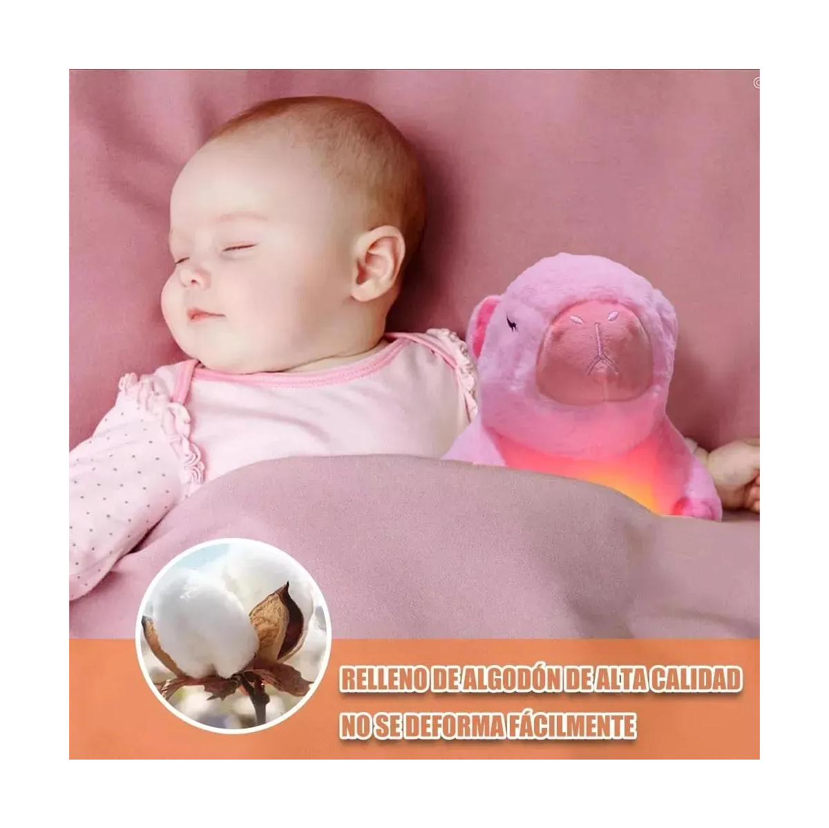 Foto 3 | Peluche Capibara Belug Ansiedad Dormir Música Rosa