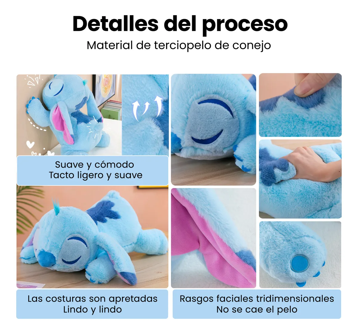 Foto 3 pulgar | Stitch Peluche Belug Almohada 40cm Azul Rey