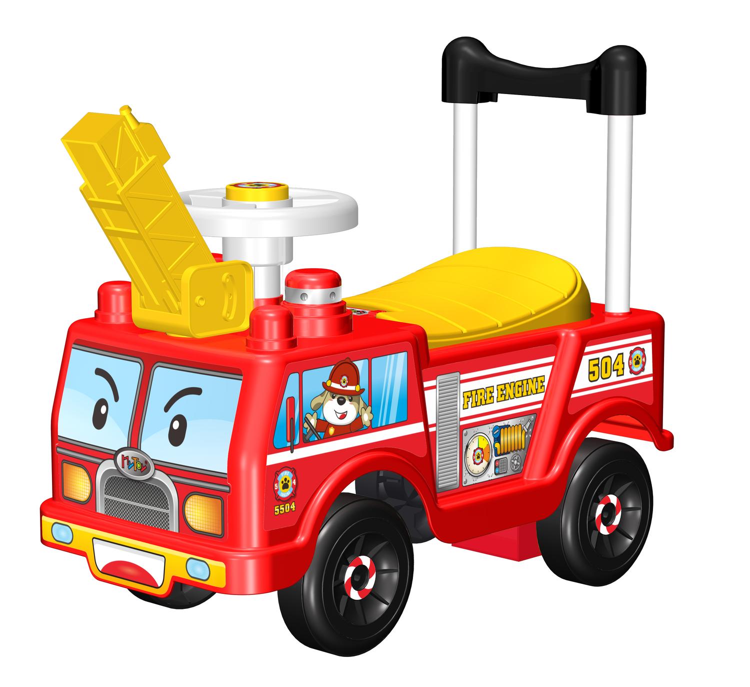 Montable Correpasillos Carrito Impulsor Bombero Mytoy color Rojo