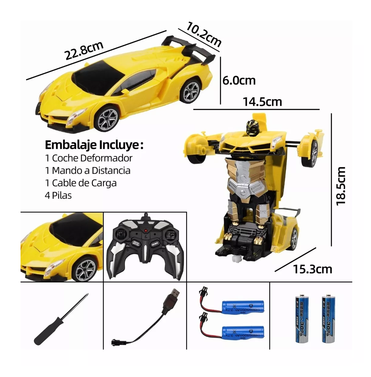 Foto 2 | Carro Transformers Belug 2 en 1 color Amarillo