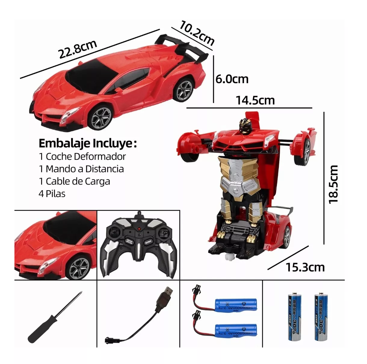 Foto 2 | Carro Control Remoto Transformers Belug 2 en 1 color Rojo