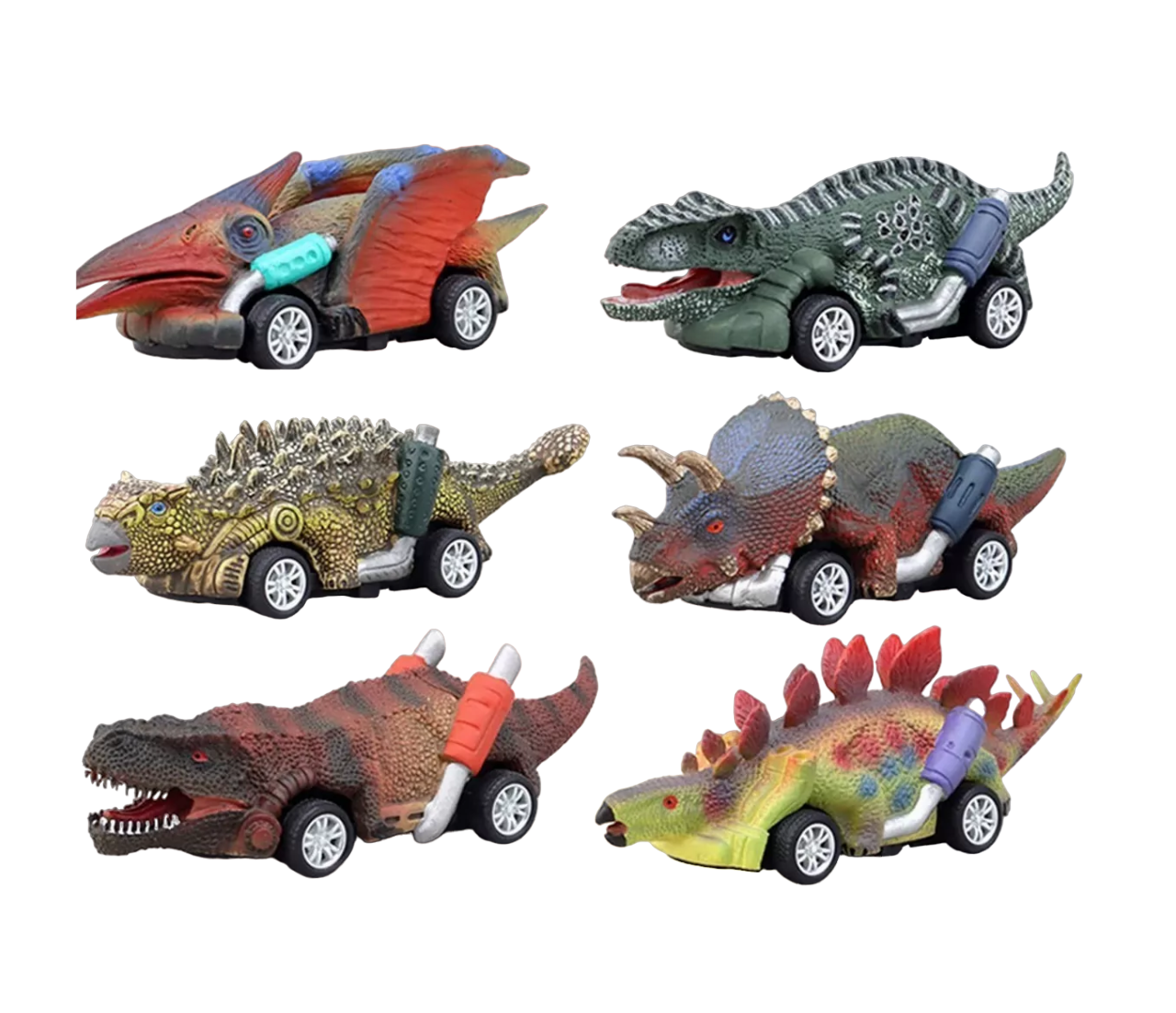 Carritos de Tracción de Dinosaurio Belug Multicolor 6 Piezas