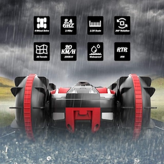 Foto 4 | Venta Internacional - Coche RC Huoguo Amphibious Stunt 2.4 Ghz 4wd Rojo para Niños