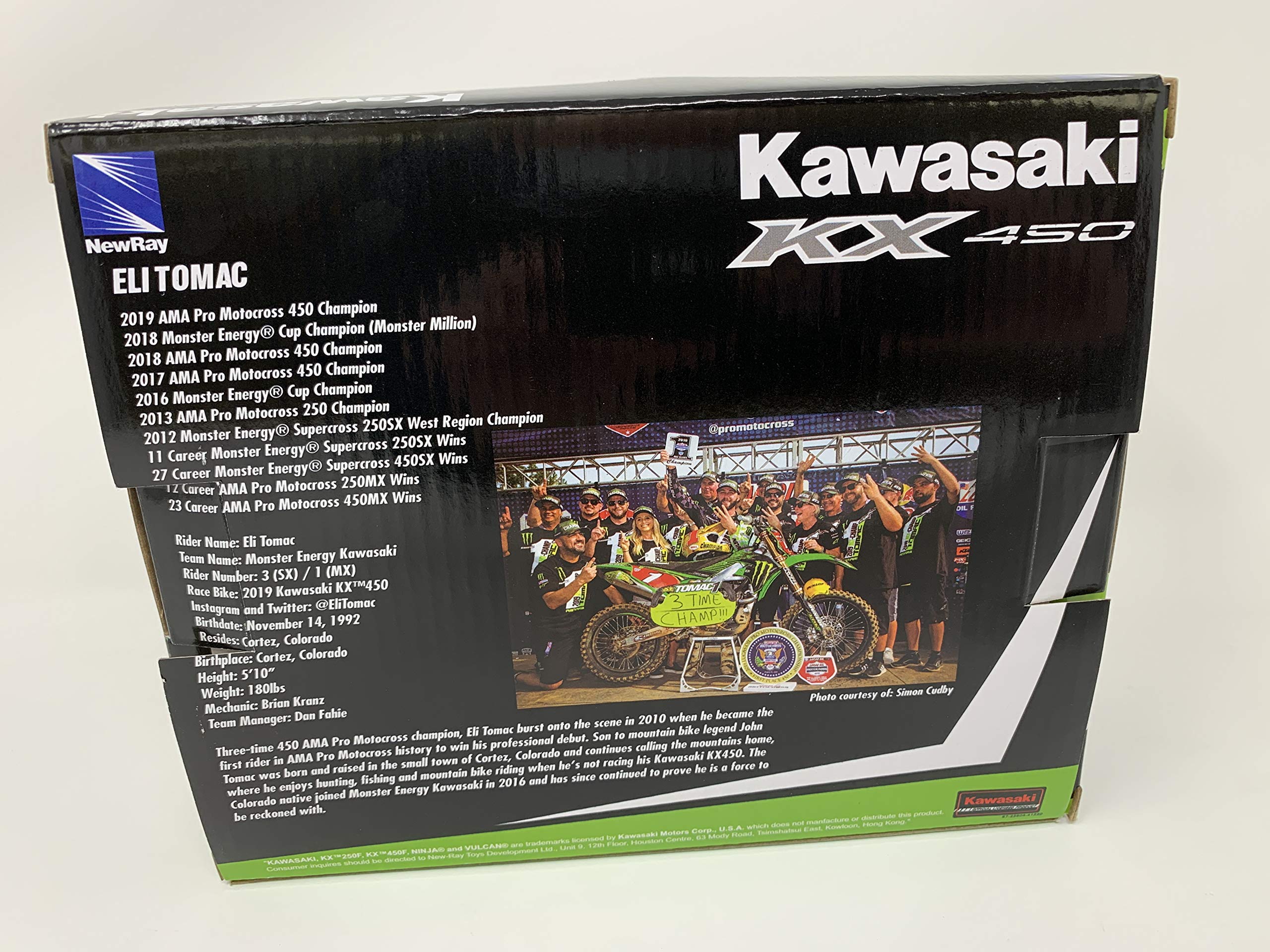 Foto 6 pulgar | Venta Internacional - Moto Kawasaki Kx 450 #3 Eli Tomac Factory Racing Escala 1/12 Diecast Modelo de Motocicleta de N