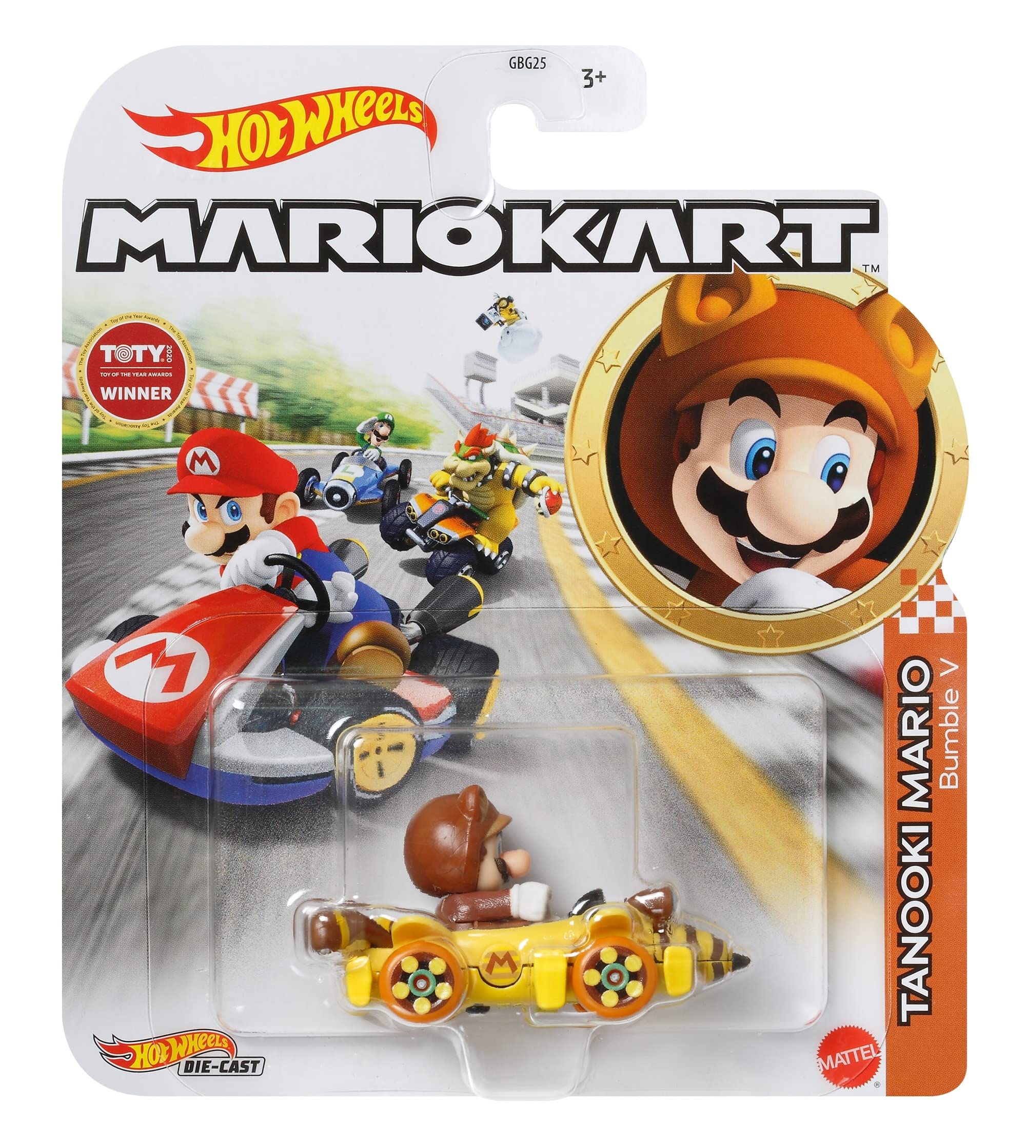 Foto 2 pulgar | Venta Internacional - Carro de Juguete Die Cast Mario Kart Tanooki Mario Bumble V Hot Wheels