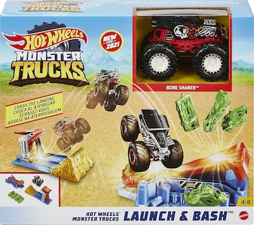 Foto 2 | Venta Internacional - Set De Juego Hot Wheels Monster Trucks Launch & Bash Con 4 Coches