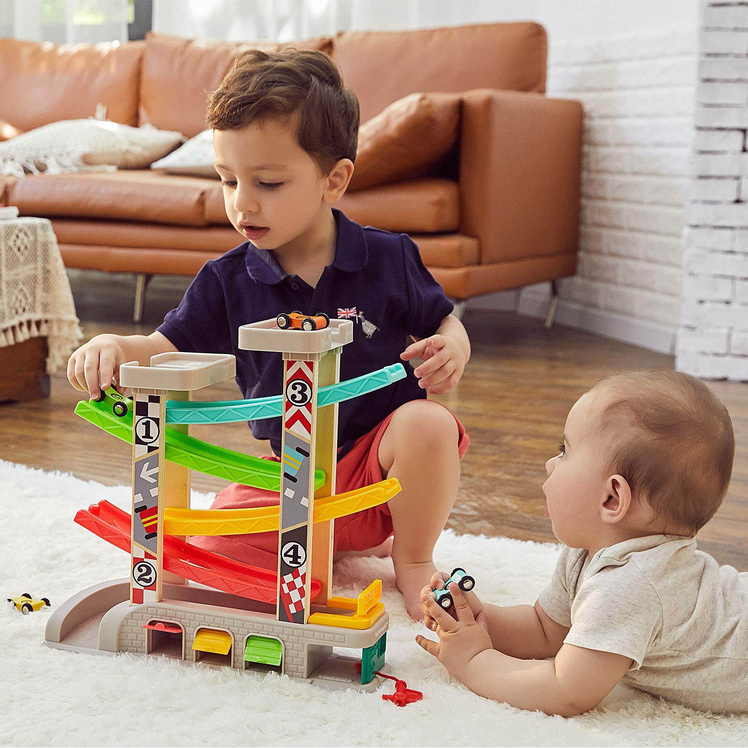 Foto 3 pulgar | Venta Internacional -Pista de Carreras de Juguete para Niños con 4 Coches de Madera