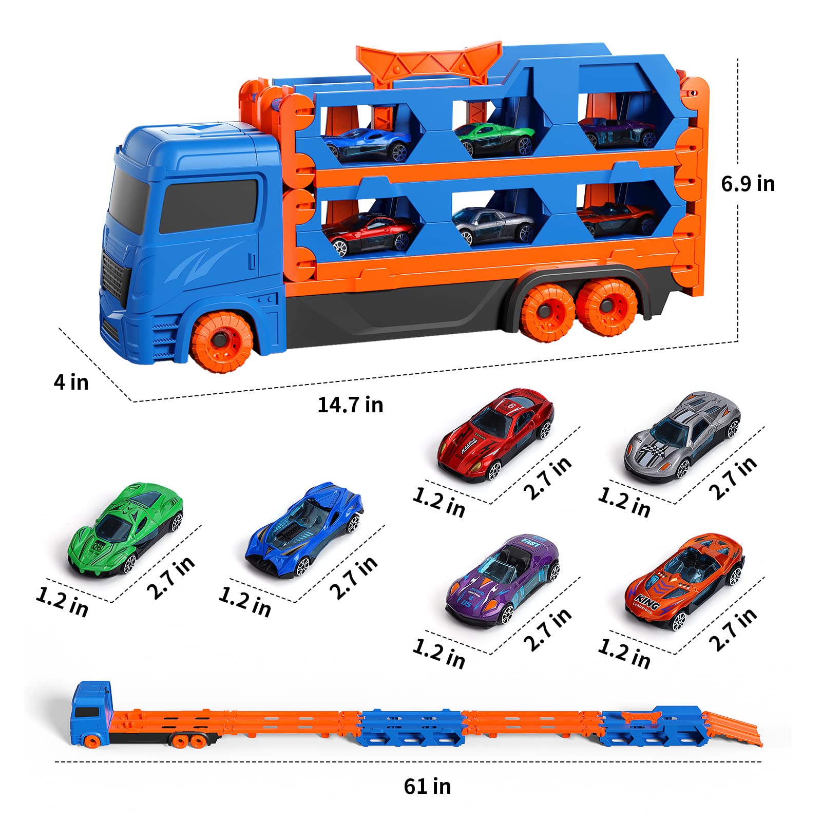 Foto 6 | Venta Internacional - Set De Pista De Carreras De Juguete Y Camión De Transporte Fundido A Presión Ihaha 155 Cm