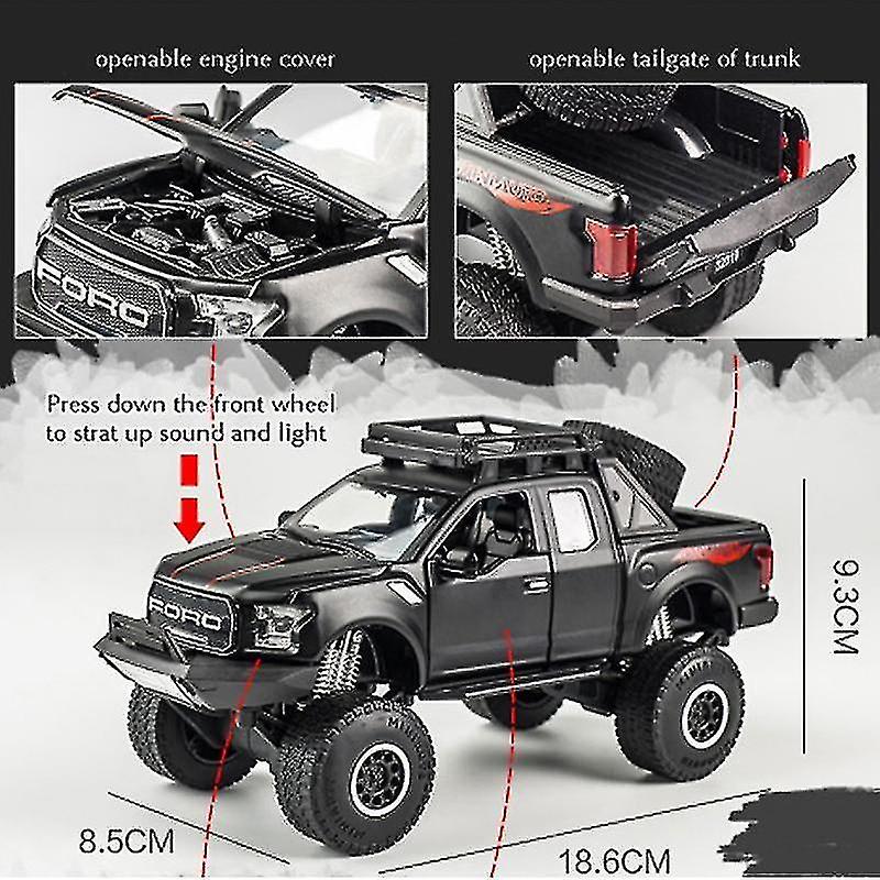 Foto 6 pulgar | Venta Internacional - Coche Fundido A Presión Modelo 1:32 Ford Raptor F150 Big Wheel Alloy