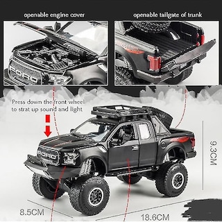 Foto 5 | Venta Internacional - Coche Fundido A Presión Modelo 1:32 Ford Raptor F150 Big Wheel Alloy