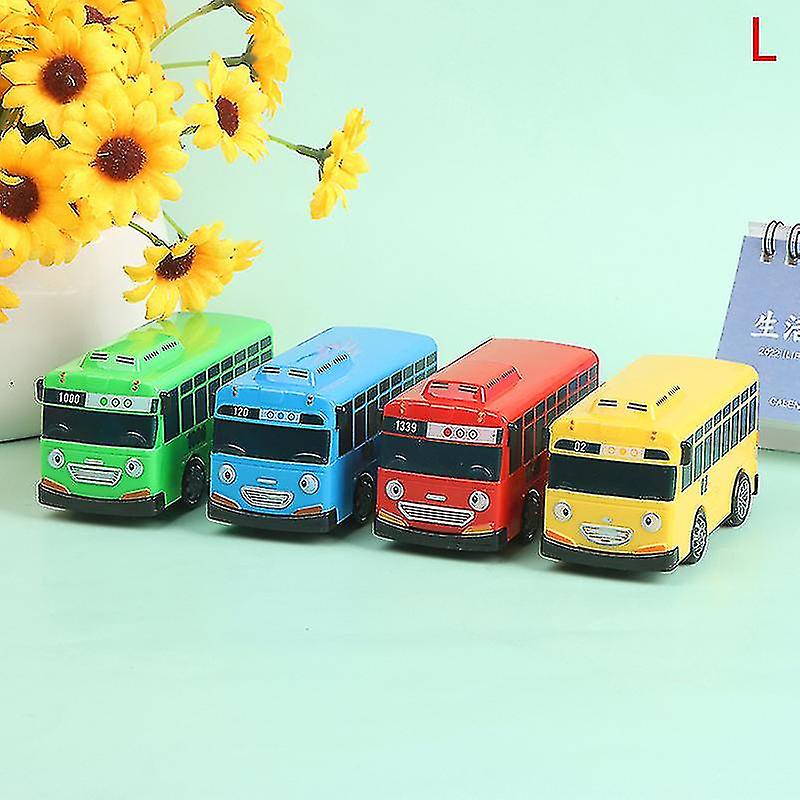 Venta Internacional - Juego De Juguetes Tayo The Little Bus Con Dibujos Animados, Coche Retráctiles Para Niños, 4 Piez