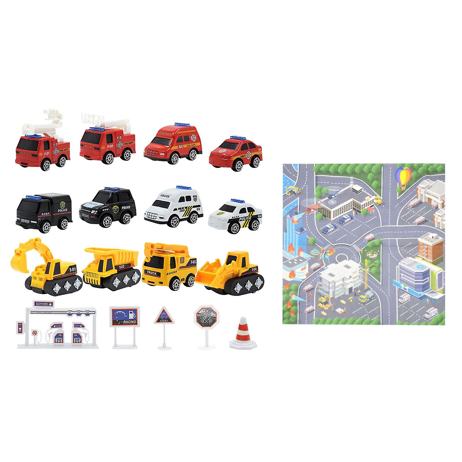 Venta Internacional - Juego De Alfombras Para Niños, Modelo Coche De Aleación, Camión De Bomberos Retráctil