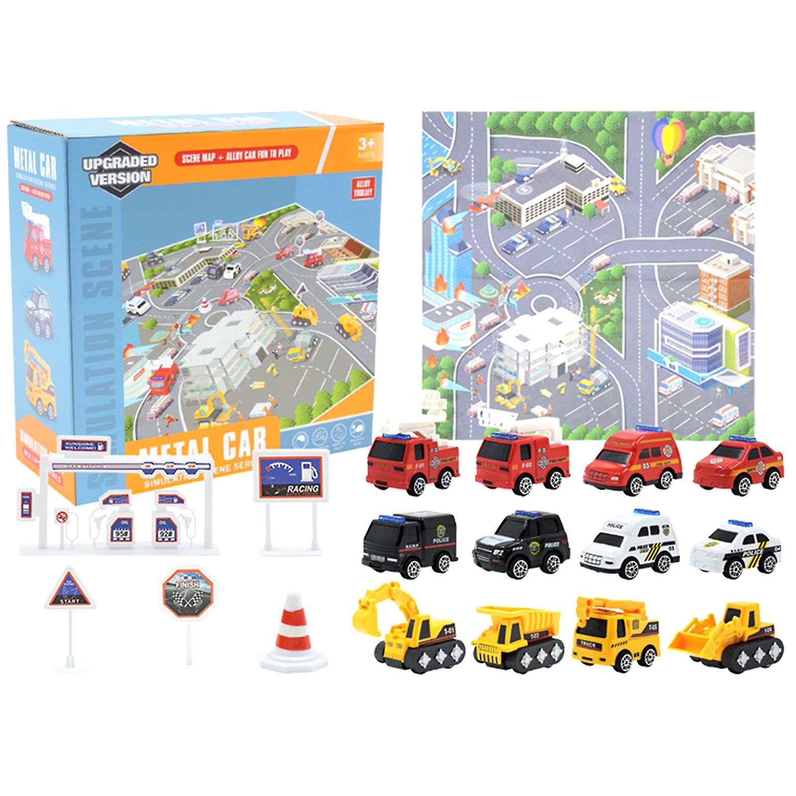 Foto 3 pulgar | Venta Internacional - Juego De Alfombras Para Niños, Modelo Coche De Aleación, Camión De Bomberos Retráctil