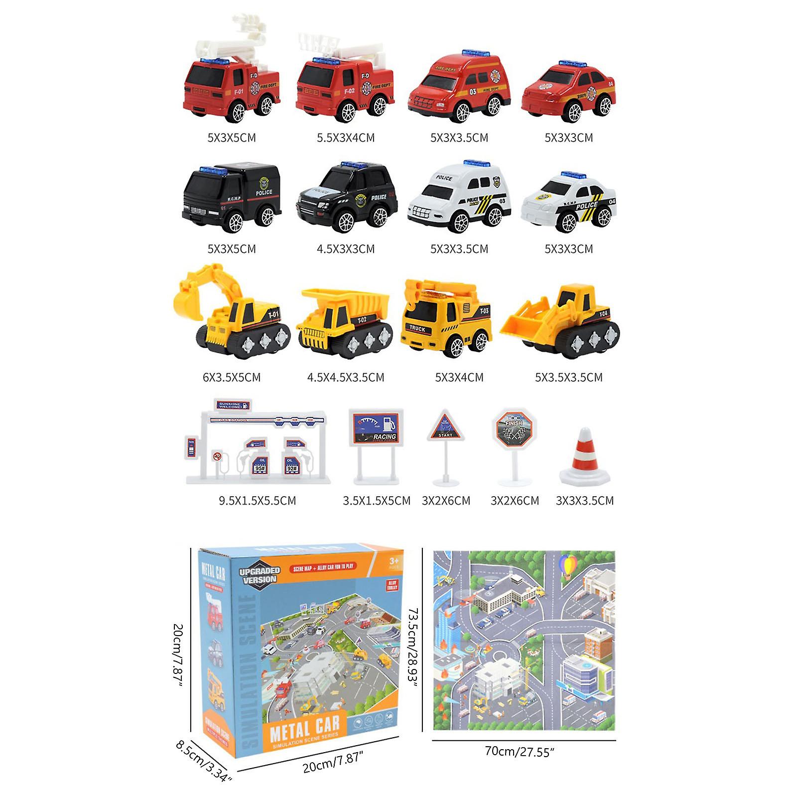 Foto 4 pulgar | Venta Internacional - Juego De Alfombras Para Niños, Modelo Coche De Aleación, Camión De Bomberos Retráctil