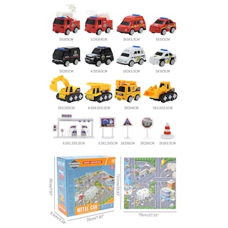 Foto 3 | Venta Internacional - Juego De Alfombras Para Niños, Modelo Coche De Aleación, Camión De Bomberos Retráctil