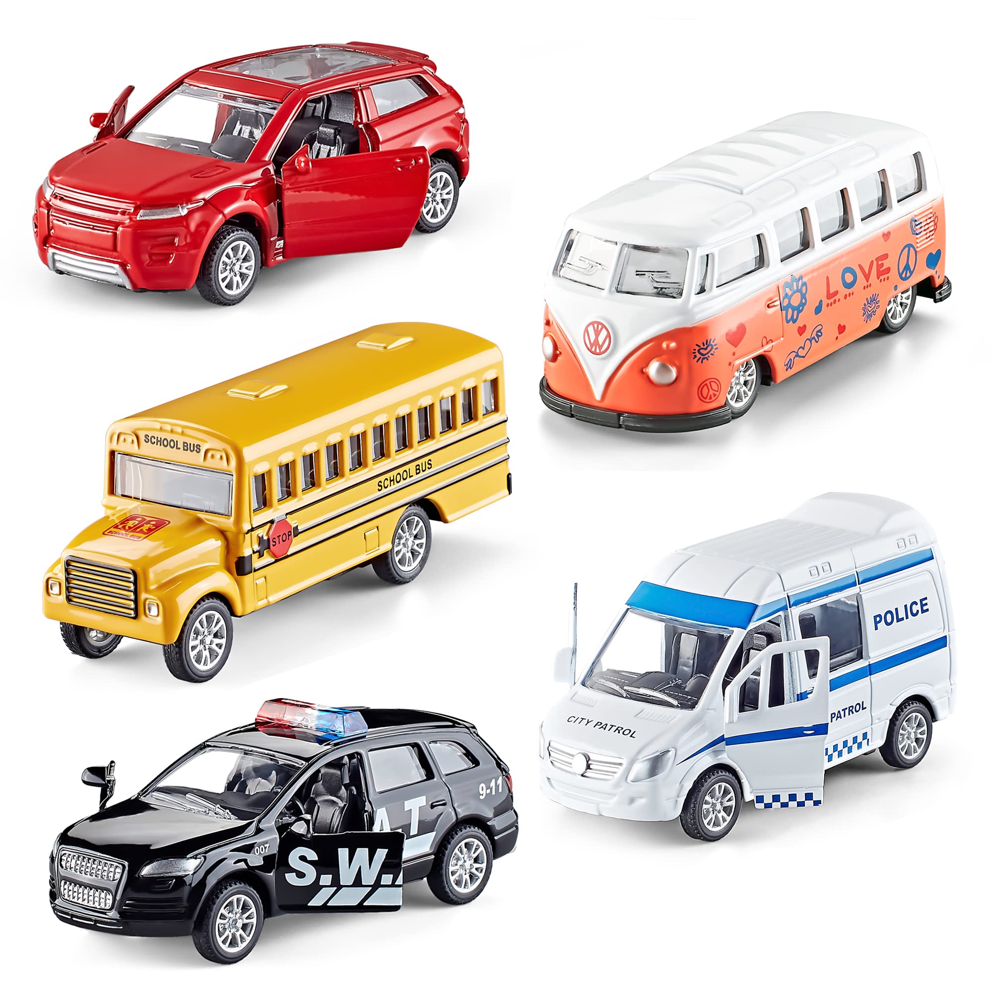 Foto 2 pulgar | Venta Internacional - Set De Coches De Juguete De Metal Fundido A Presión Kidami 1:64 Con Puertas Que Se Pueden Abrir