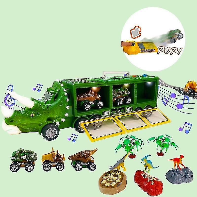 Foto 4 pulgar | Venta Internacional - Coche De Juguete Para Transportar Dinosaurios Con Música Y Luces Para Niños