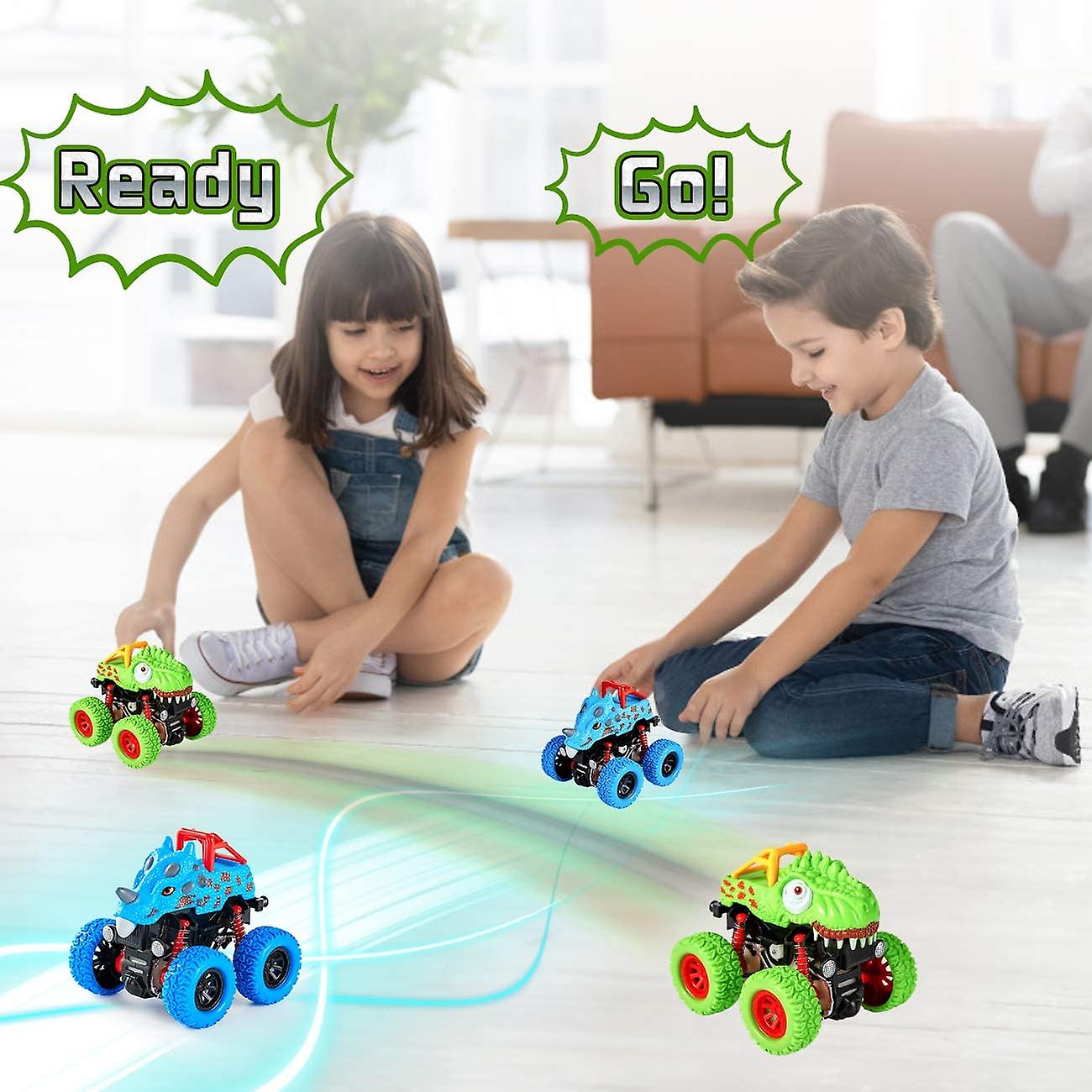 Foto 3 pulgar | Venta Internacional - Set Truck Playset Godinosaur Push And Go Dinosaur, Paquete De 2