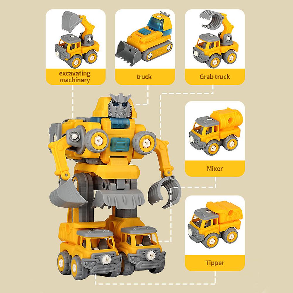 Foto 5 | Venta Internacional - Set De Robots Para Vehículos De Construcción Para Niños Pequeños, 5 Piezas Transform